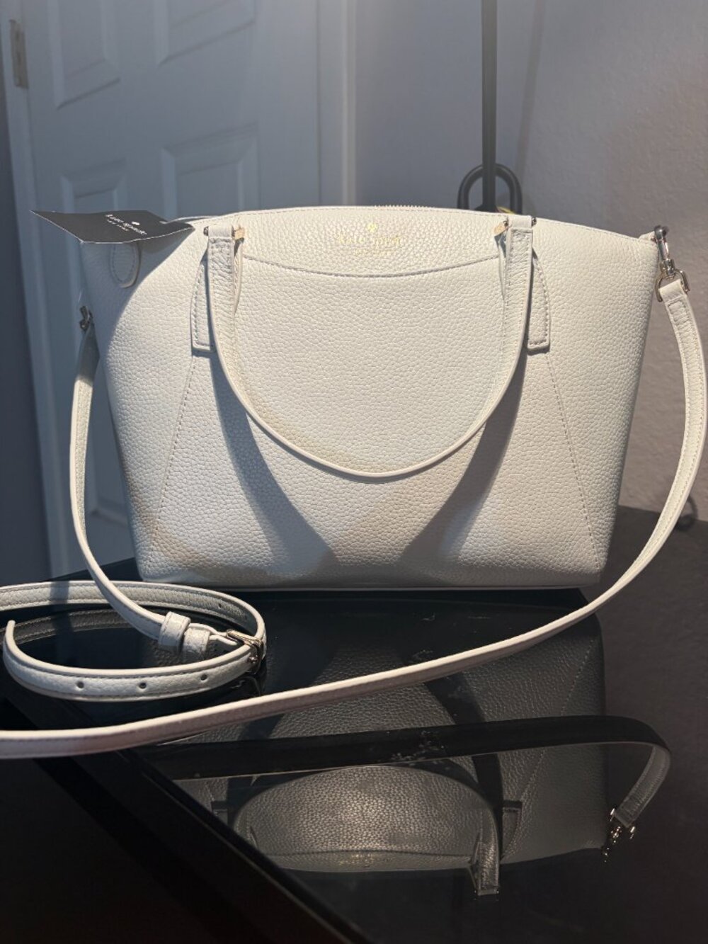New Kate Spade Parker Pebbled Leather Satchel Avalon Mist - Picture 2 of 6